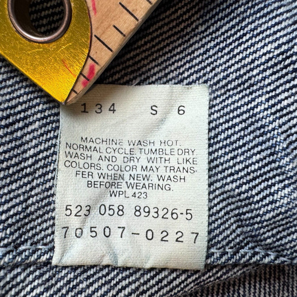 VTG 80s Levis Jean Jacket L 70507 0227 USA 4 Pocket ACID Wash DENIM Trucker Blue - Picture 9 of 10